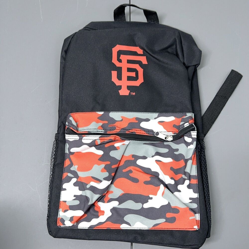 San Francisco Giants Backpack Camo Black Orange SF Baseball Medium Pockets